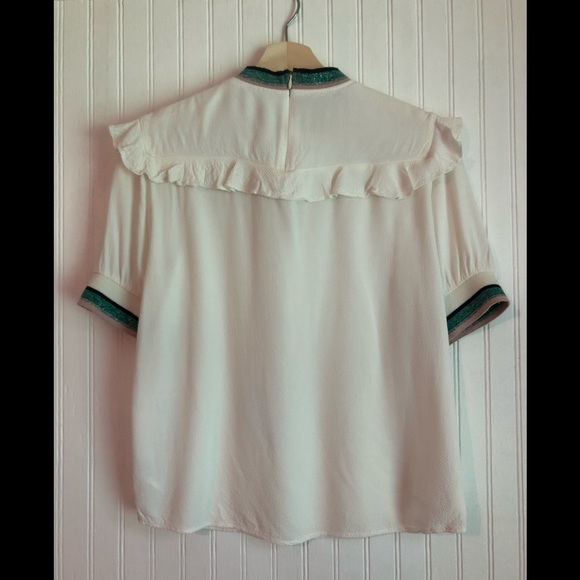 A Pictures Worth Floral Embroidered Trim Top Sz S - Picture 8 of 11